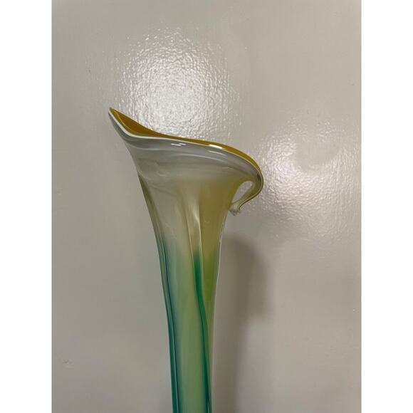 VTG Murano Style Hand Blown Art Glass Vase Jack In The Pulpit Calla Lily 15.25 ” - Picture 2 of 10